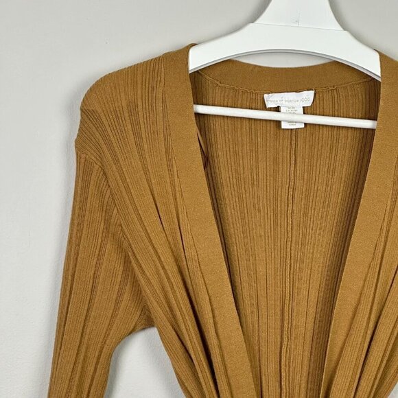 House of Harlow 1960 Duster Length Tie Front Ribbed Cardigan Tan - Picture 3 of 10